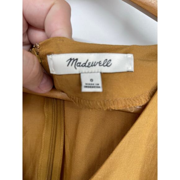 Madewell Linen Blend‎ Dolman-Sleeve Midi Dress Sz 0 Classic Minimalist Neutral - Picture 5 of 6